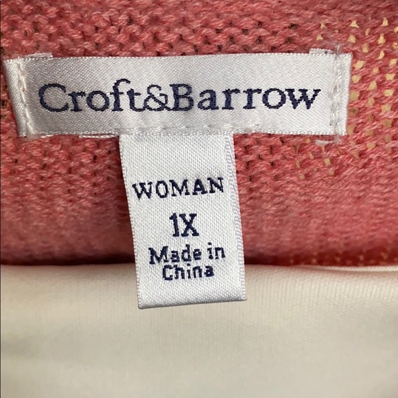 Plus size 1x 3/4 sleeve sweater w/ crocheted trim - Picture 4 of 6